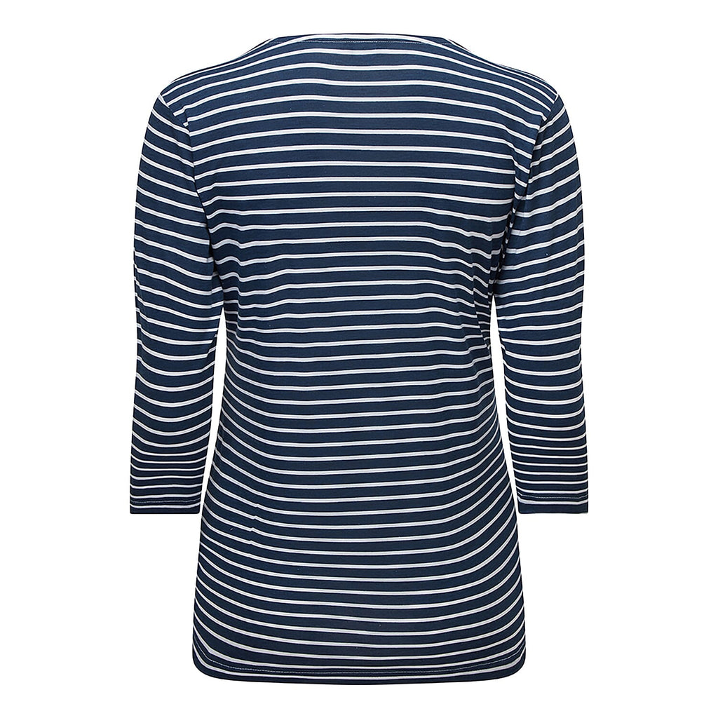 Emreco Striped Boat Neck Top (Size 10) - Navy