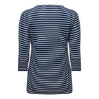 Emreco Striped Boat Neck Top (Size 10) - Navy