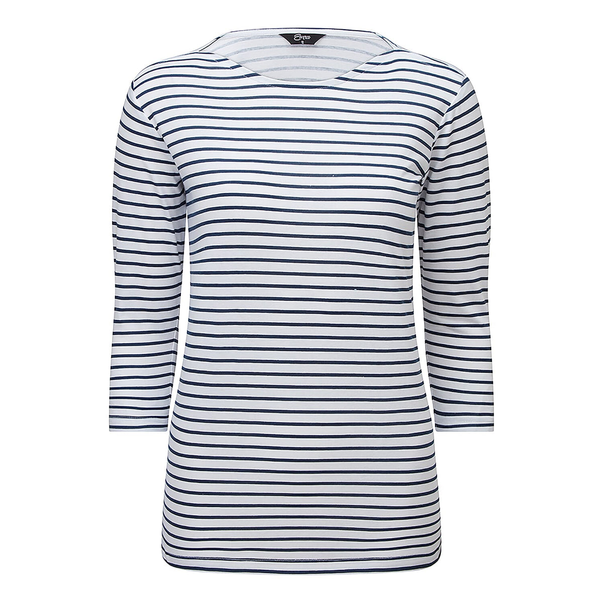 EMRECO Striped Pattern Women's Three-Quarter Sleeves Top - White and Navy 8953998 0