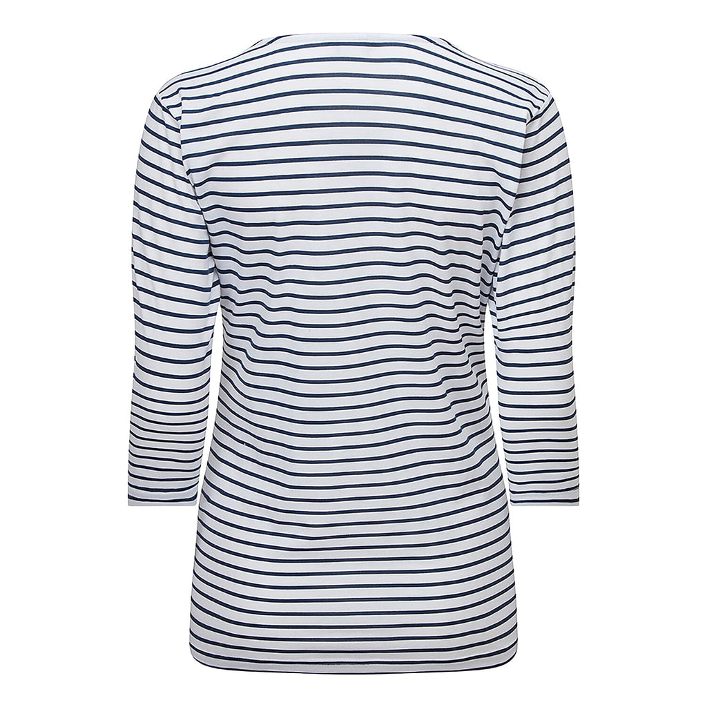 Emreco Striped Boat Neck Top (Size 14) - White & Navy