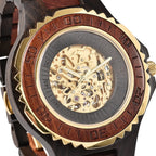 EON 1962 Skeleton Dial Sandalwood Water Resistant Watch in Black - Red Colour Strap