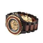 EON 1962 Skeleton Dial Sandalwood Water Resistant Watch in Black - Red Colour Strap