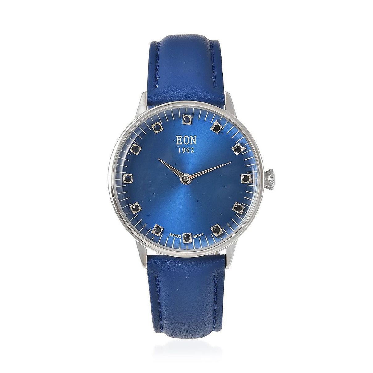 EON 1962 Swiss Movement Blue Sapphire 5 ATM Water Resistant Watch with Blue Leather Strap 3879765 0