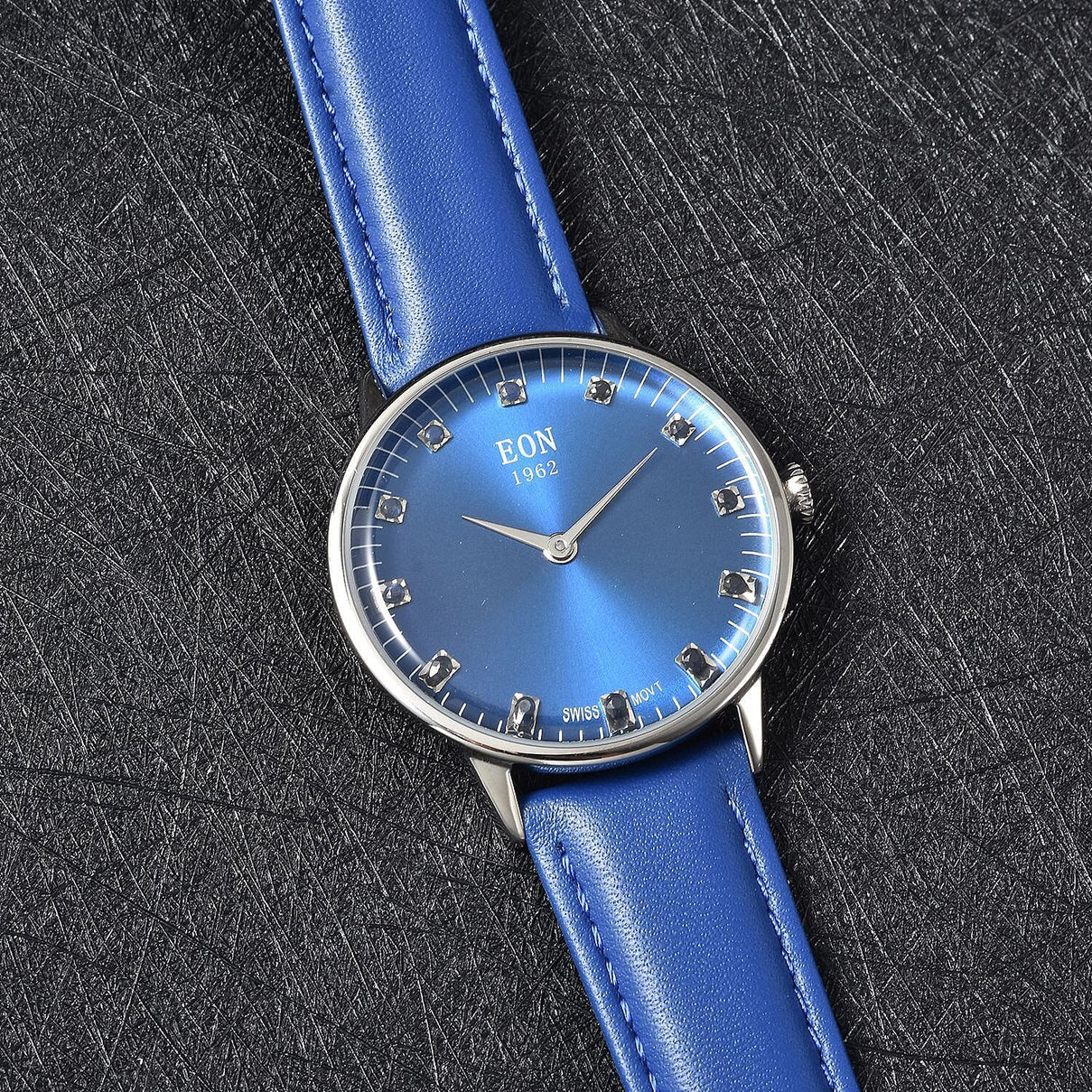 EON 1962 Swiss Movement Blue Sapphire 5 ATM Water Resistant Watch with Blue Leather Strap 3879765 2