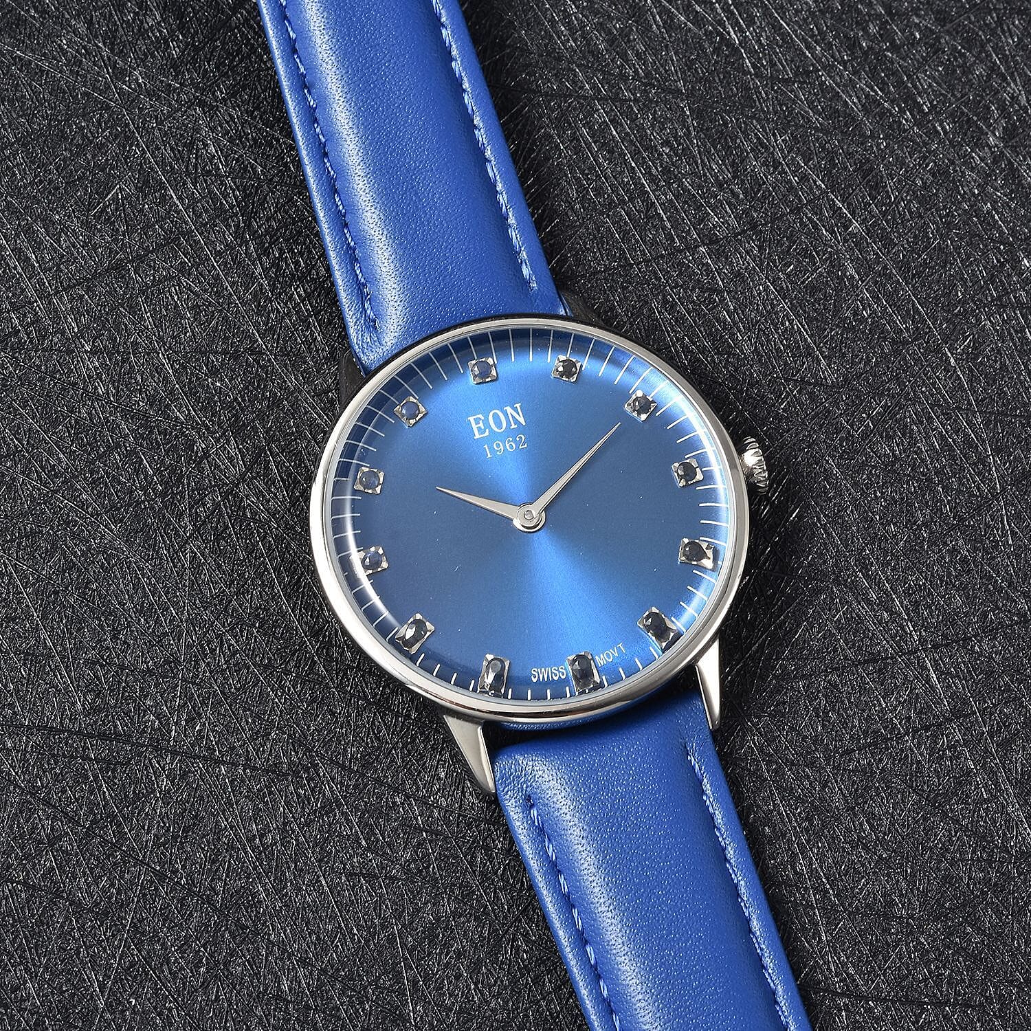 EON 1962 Swiss Movement Blue Sapphire 5 ATM Water Resistant Watch with Blue Leather Strap 3879765 2