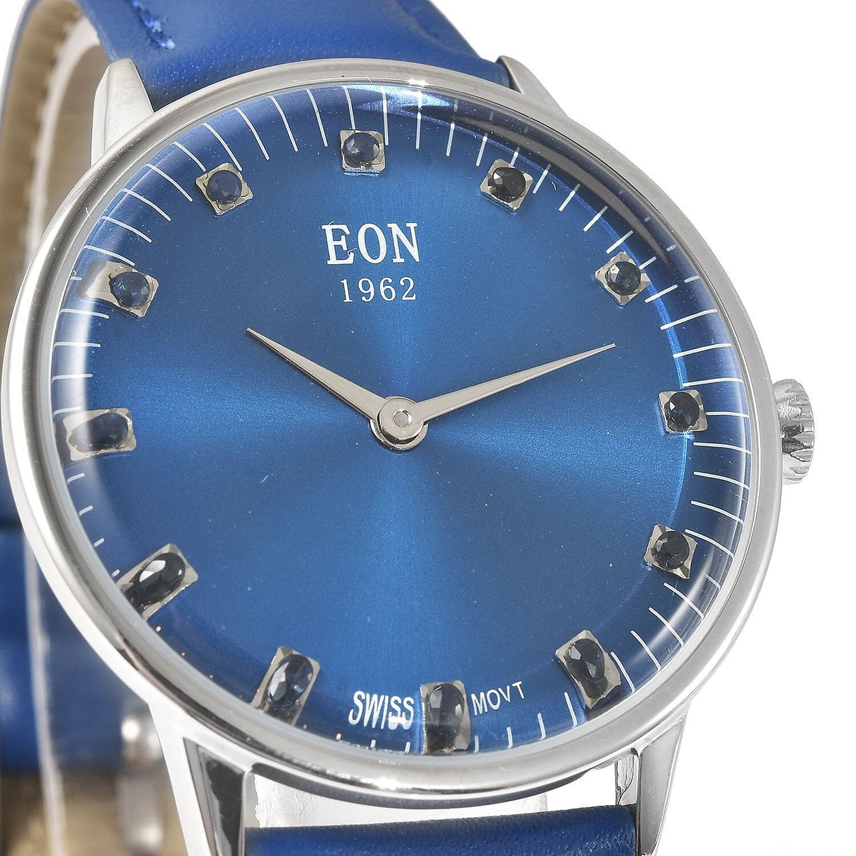 EON 1962 Swiss Movement Blue Sapphire 5 ATM Water Resistant Watch with Blue Leather Strap 3879765 4