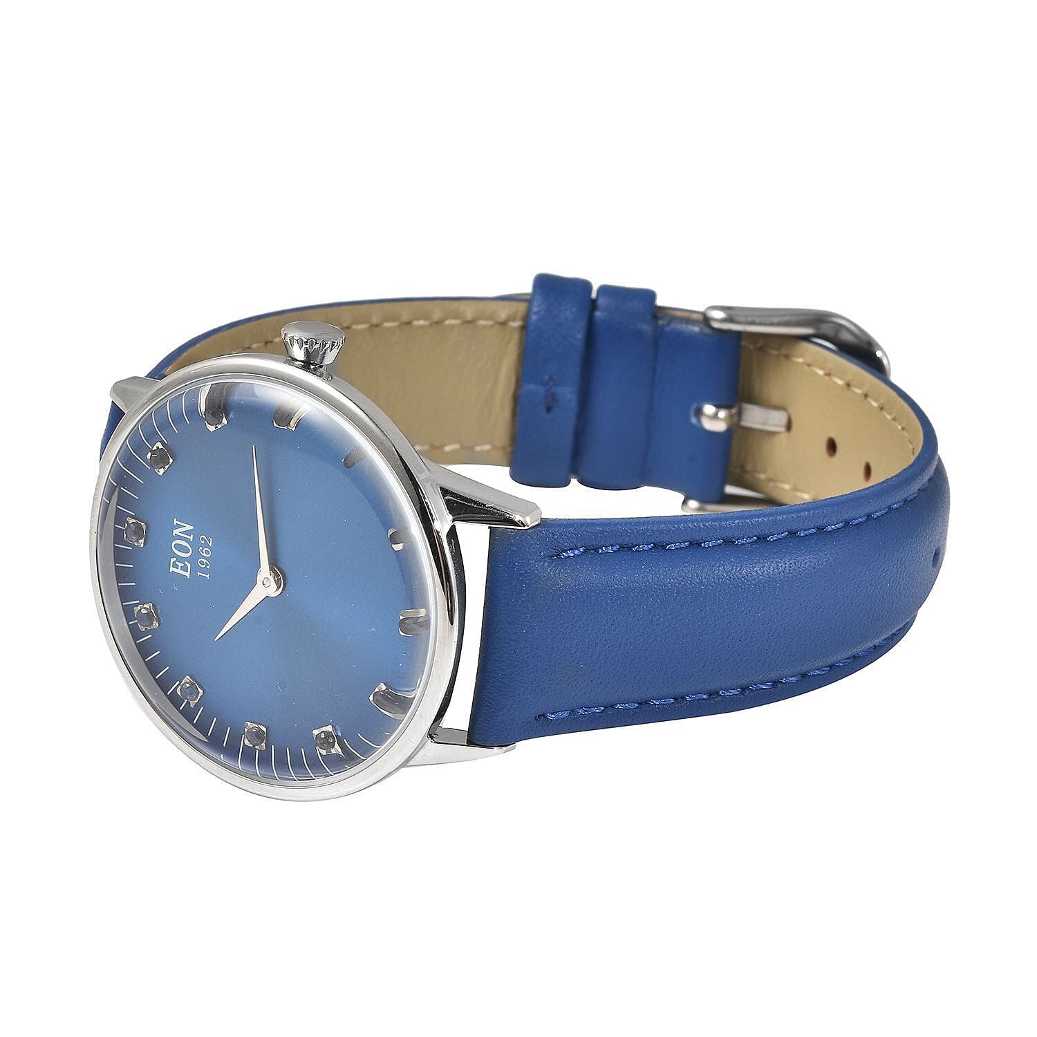EON 1962 Swiss Movement Blue Sapphire 5 ATM Water Resistant Watch with Blue Leather Strap 3879765 5