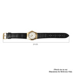 EON 1962 Swiss Movement White Dial with Yellow Gold Case 12 Natural Champagne Diamond Studded Watch with Black Leather Strap