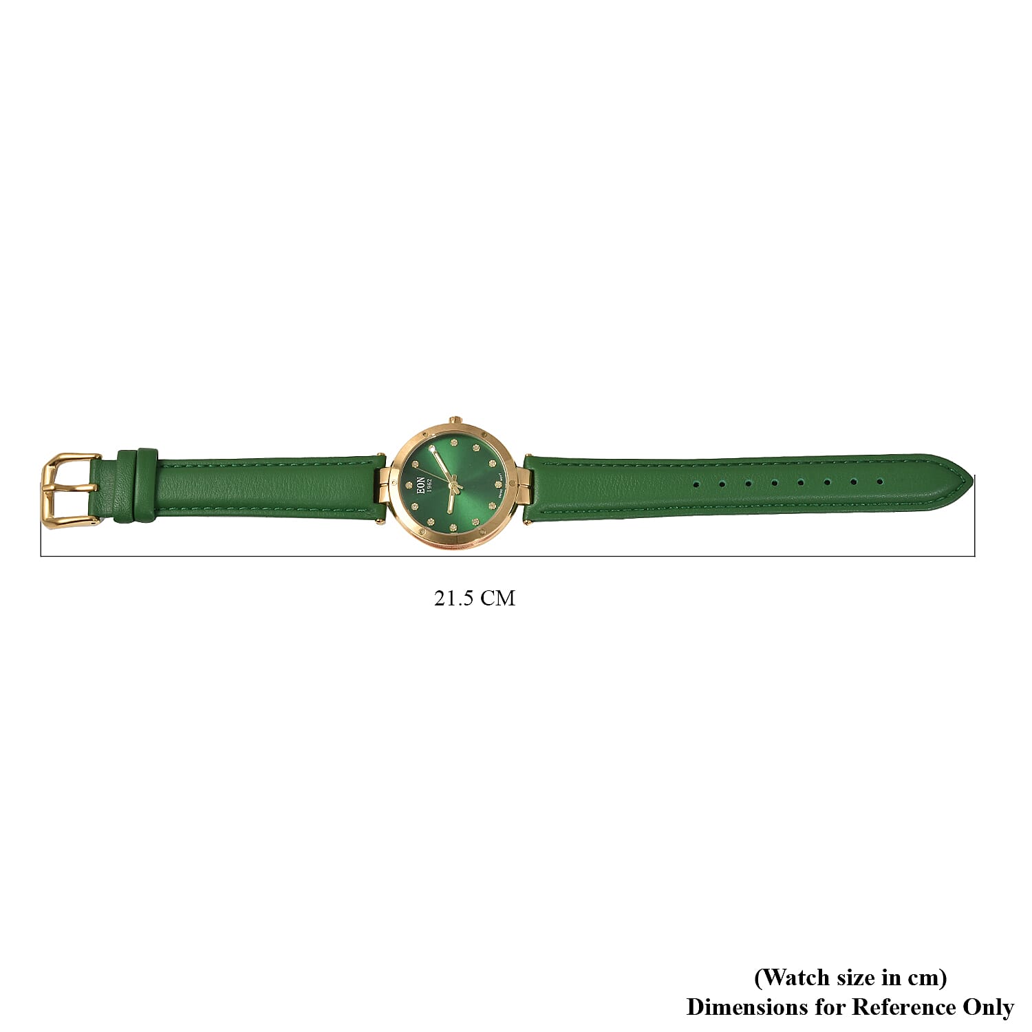 EON 1962 Swiss Movement Green Dial 12 Diamonds Studded 5ATM Water Resistant Watch with Green Genuine Leather Strap 7345505 6