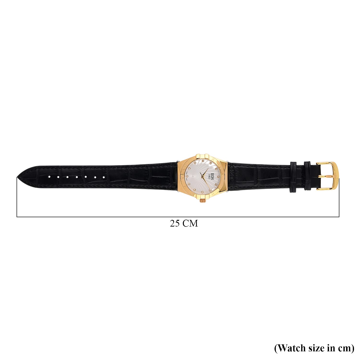EON 1962 Ronda 763 Limited Edition Swiss Movement 12 Lab Grown Diamond (VVS- E-F) Watch with 5ATM Water Resistance Leather Strap-Black 8416960 8