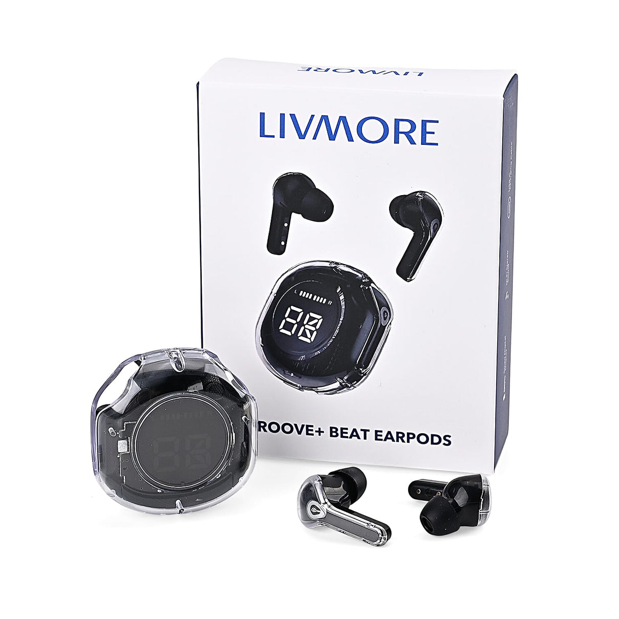 TWS Wireless Earbuds with Bluetooth 5.3, LED Battery Display Case, 30mAh Earbuds &amp; Up to 6 Hours Playtime - Black 8294335 0