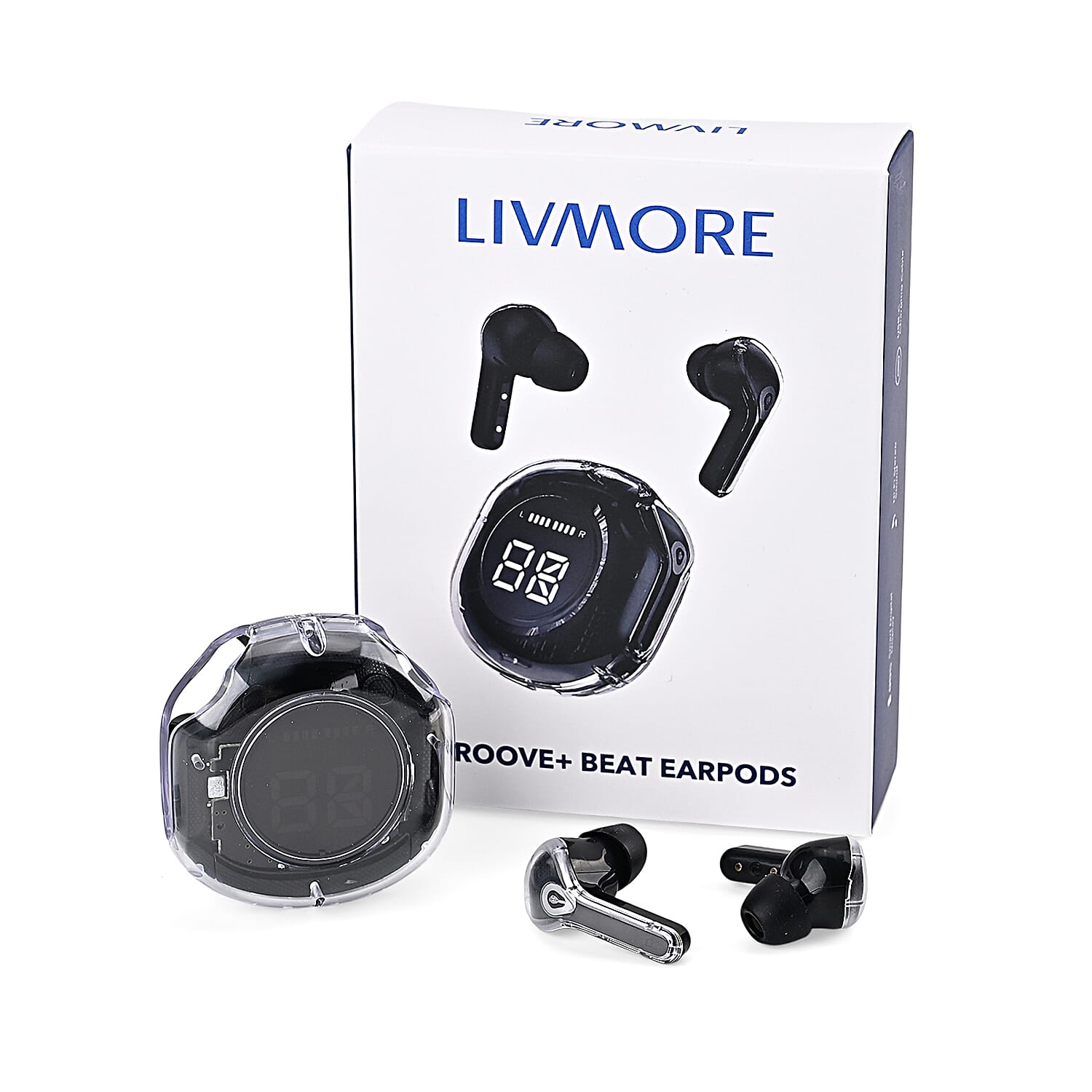 TWS Wireless Earbuds with Bluetooth 5.3, LED Battery Display Case, 30mAh Earbuds &amp; Up to 6 Hours Playtime - Black 8294335 0