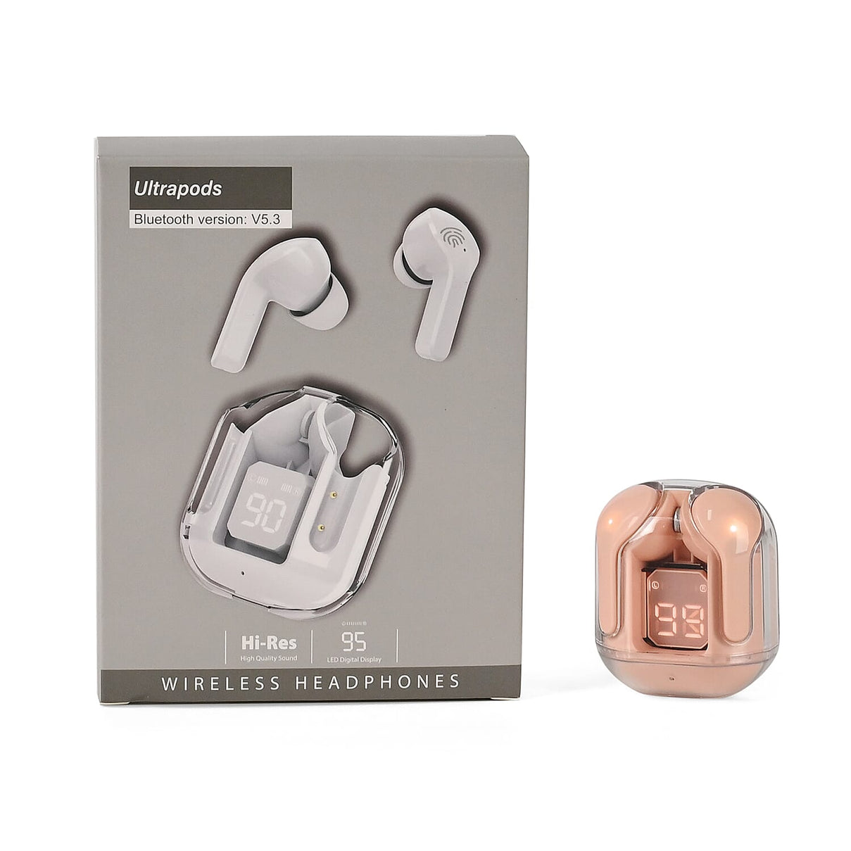 TWS Earbuds with Battery Display - 200mAh Charging Case - Pink 8230164 0