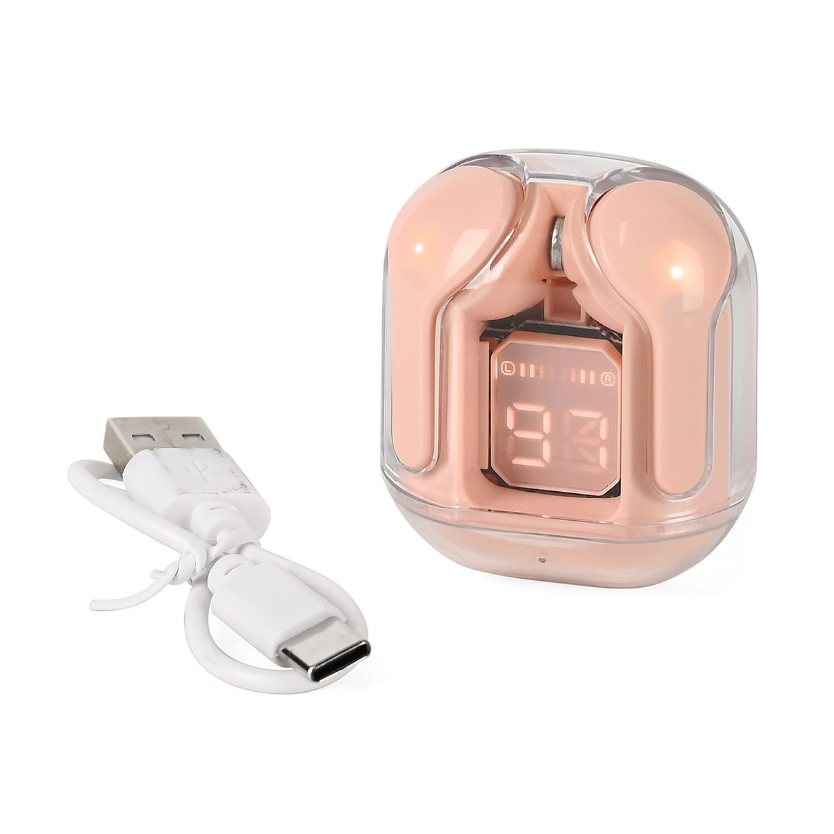TWS Earbuds with Battery Display - 200mAh Charging Case - Pink 8230164 1