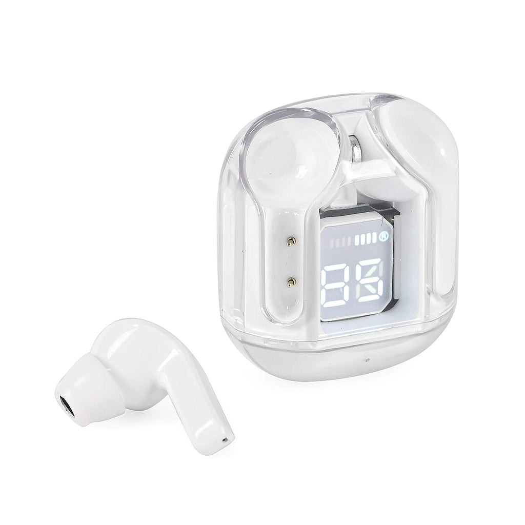 TWS Earbuds with Battery Display - 200mAh Charging Case - White