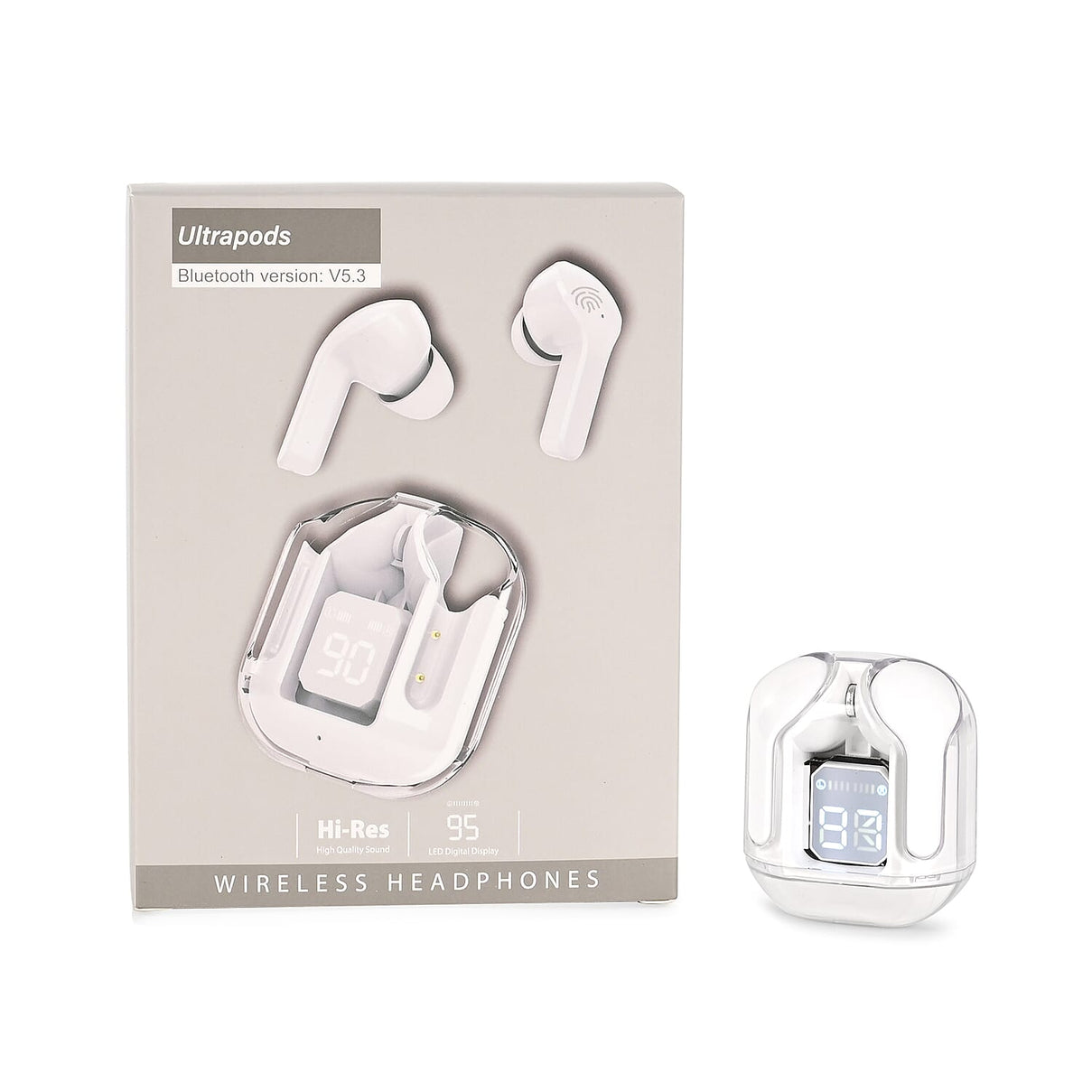 TWS Earbuds with Battery Display - 200mAh Charging Case - White 8230165 9