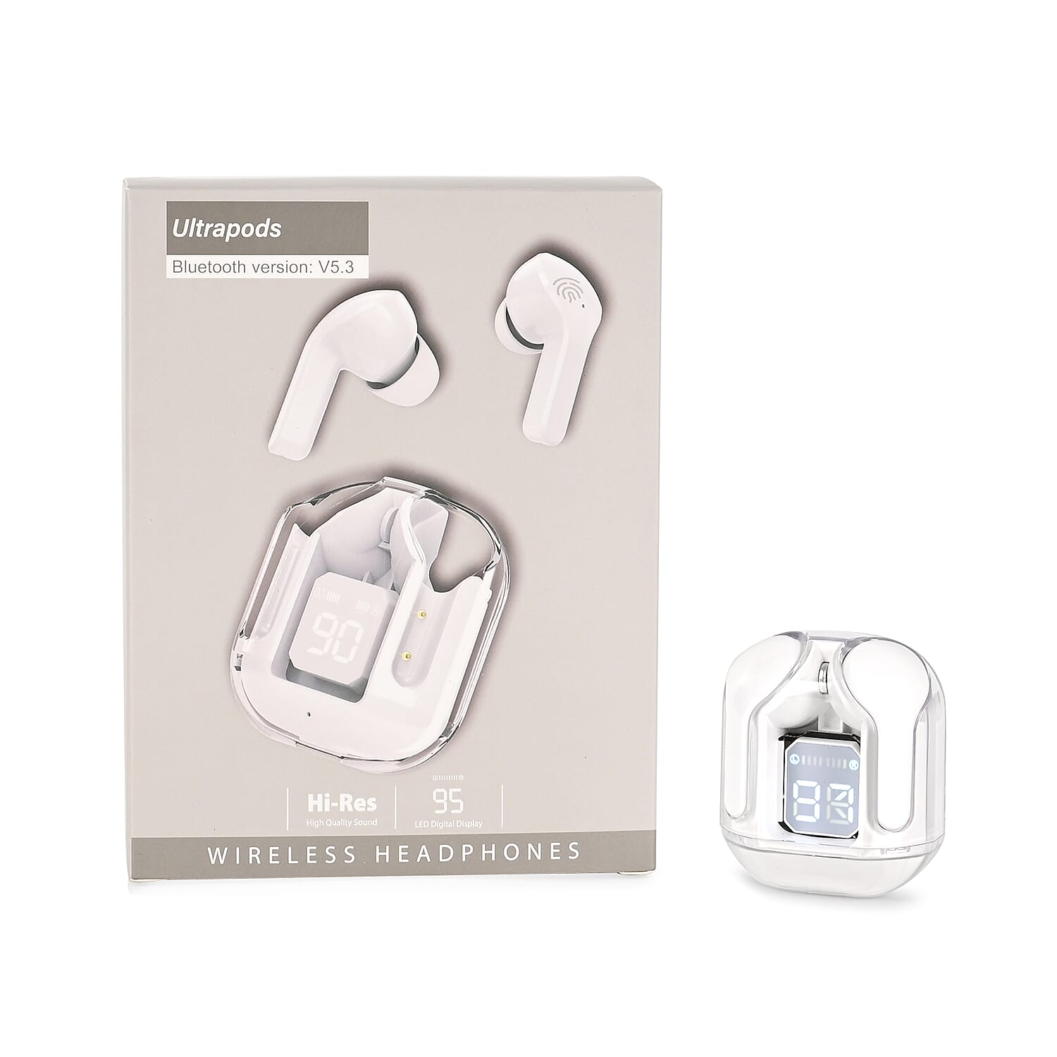 TWS Earbuds with Battery Display - 200mAh Charging Case - White 8230165 9