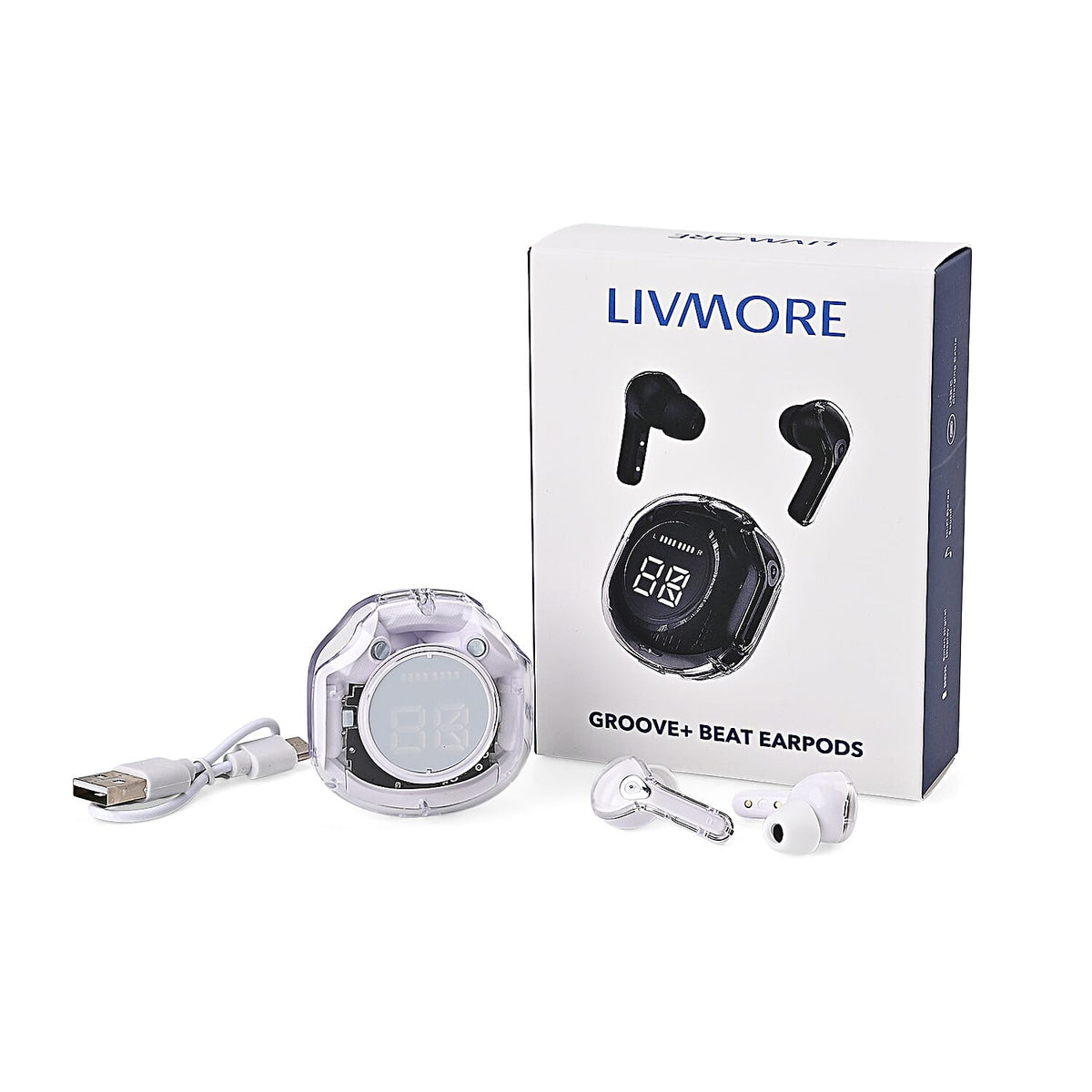 TWS Wireless Earbuds with Bluetooth 5.3, LED Battery Display Case, 30mAh Earbuds &amp; Up to 6 Hours Playtime - White V32668349 0
