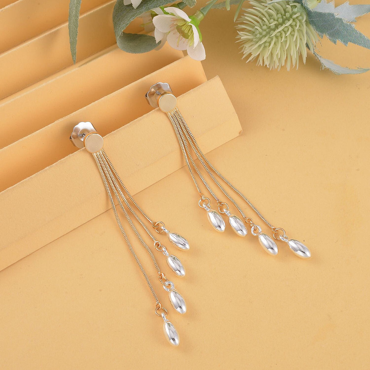 Tassel Dangle Earrings in Dual Tone 7549751 1
