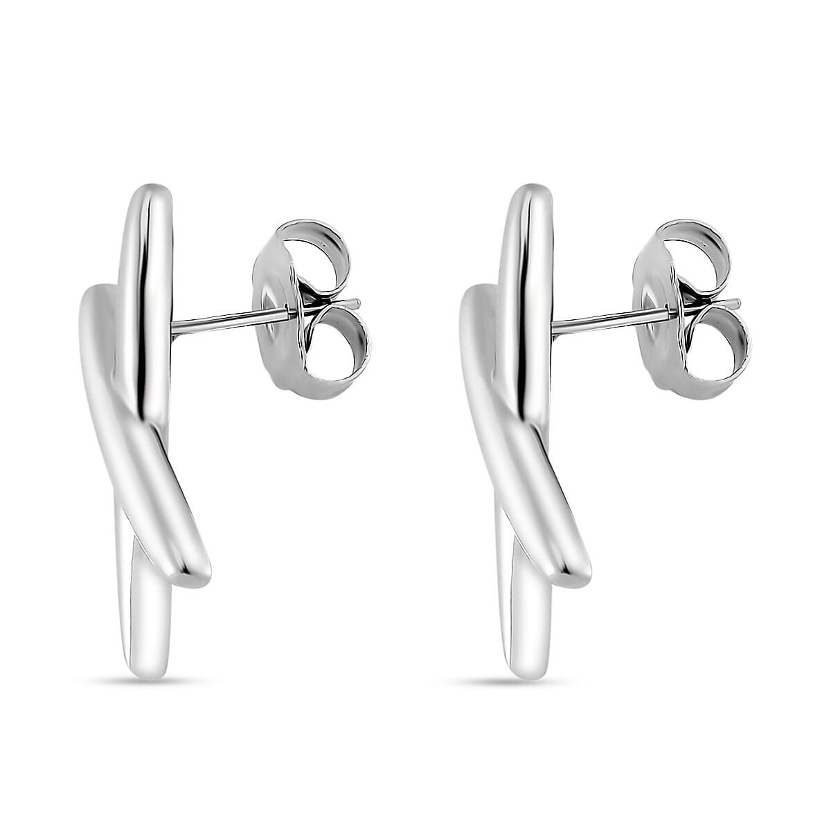 Designer Inspired Kiss Earrings Silvertone 7843082 3