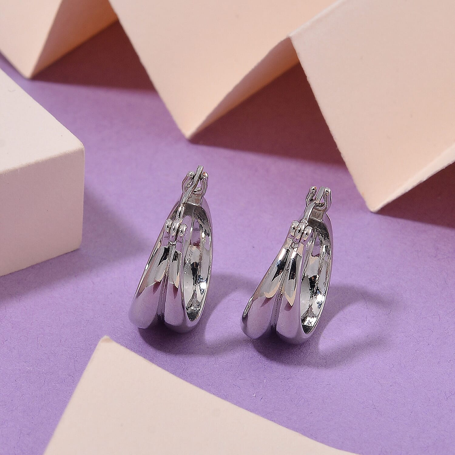 Designer Closeout - Fancy Hoop Earrings - Silver Colour 7879655 1