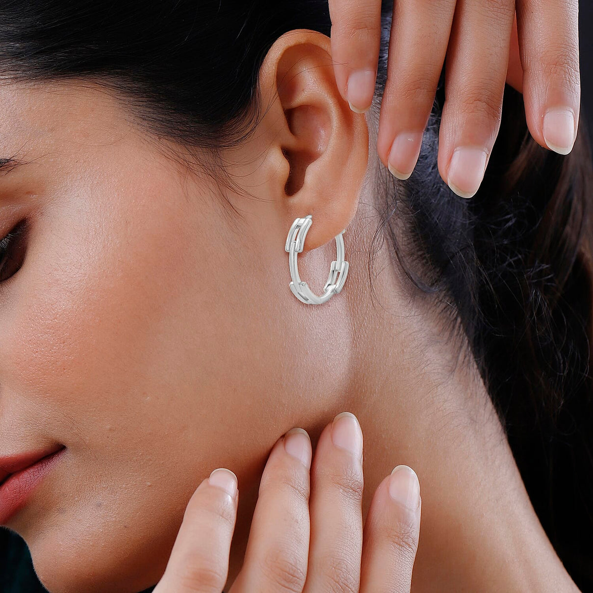 Designer Inspired Silver Plated Hoop Earring 8180453 3