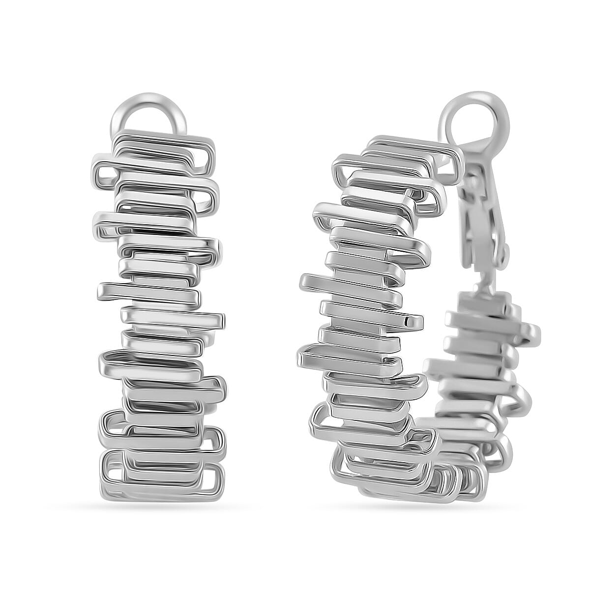 One Time Close Out - Designer Inspired Earring with Clasp in Silver Tone 8192373 0