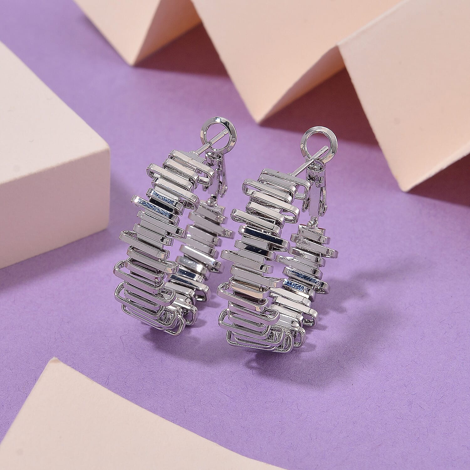 One Time Close Out - Designer Inspired Earring with Clasp in Silver Tone 8192373 2
