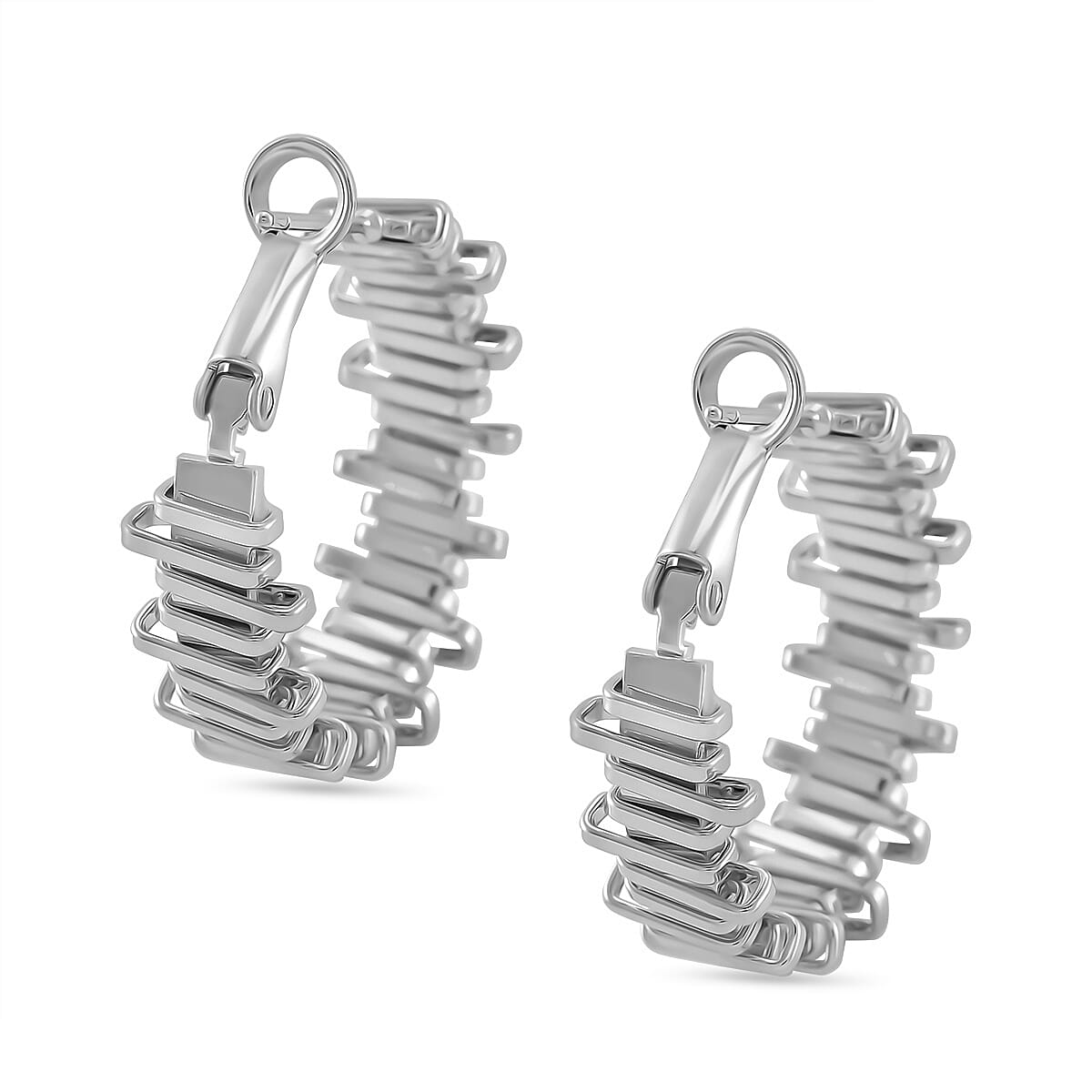 One Time Close Out - Designer Inspired Earring with Clasp in Silver Tone 8192373 5