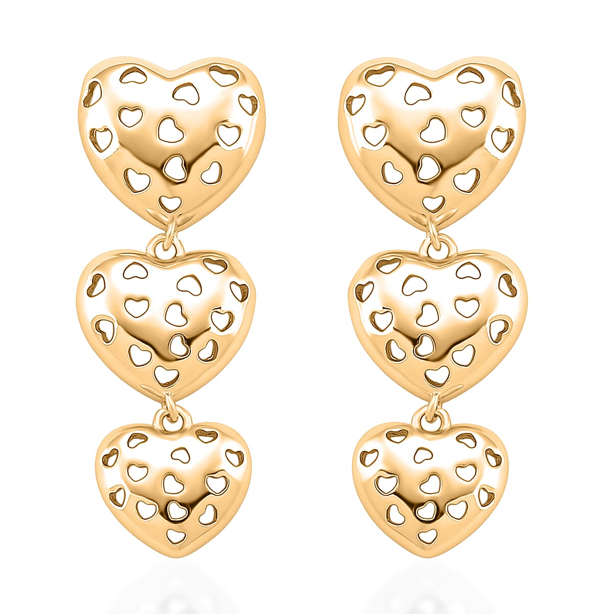Designer Inspired Heart Earrings with Push Back in Yellow Gold Plated 8187520 0