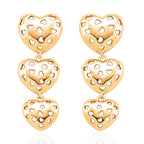 Designer Inspired Heart Earrings with Push Back in Yellow Gold Plated