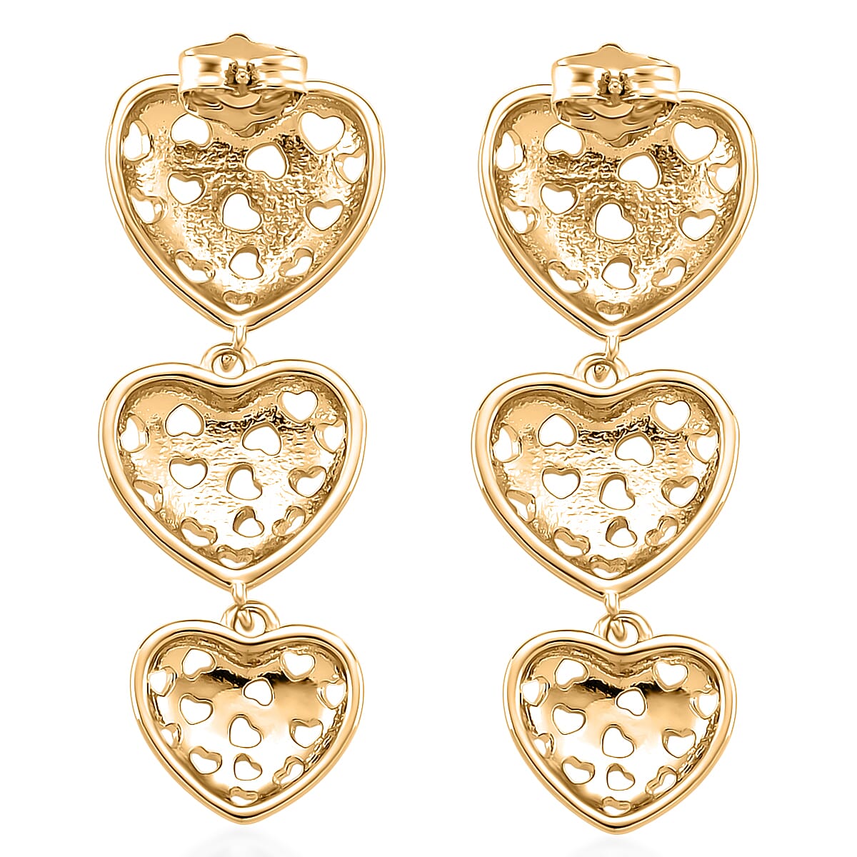 Designer Inspired Heart Earrings with Push Back in Yellow Gold Plated 8187520 3