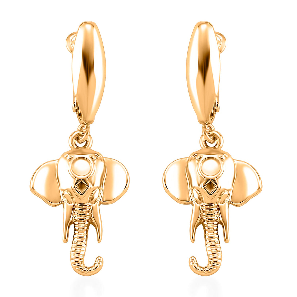 Designer Closeout - Elephant Earrings with Hinged Clasp in Yellow Gold Plated 8187522 0