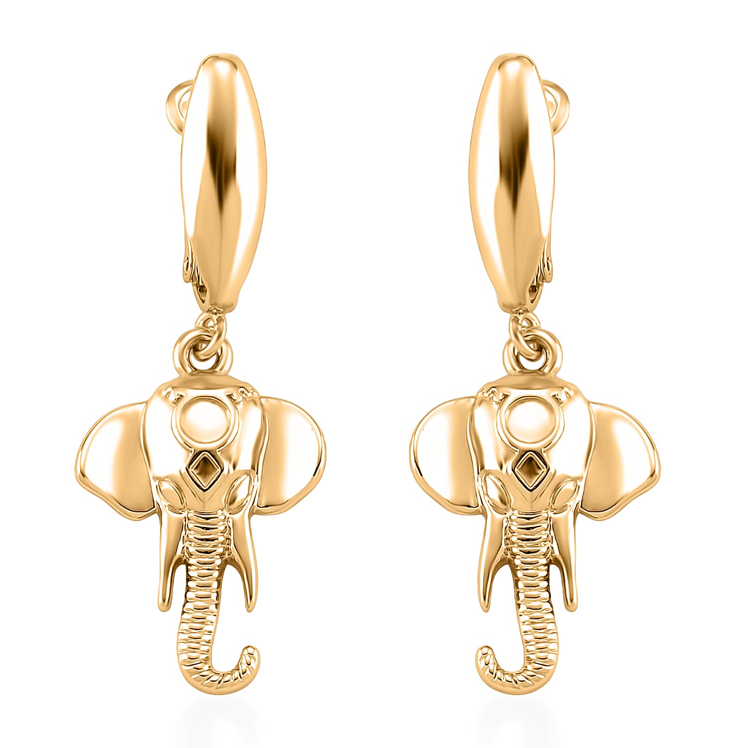 Designer Closeout - Elephant Earrings with Hinged Clasp in Yellow Gold Plated 8187522 0