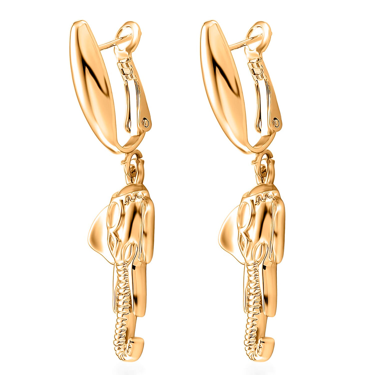 Designer Closeout - Elephant Earrings with Hinged Clasp in Yellow Gold Plated 8187522 4