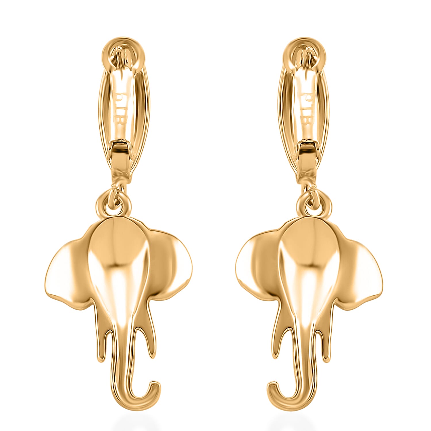 Designer Closeout - Elephant Earrings with Hinged Clasp in Yellow Gold Plated 8187522 5