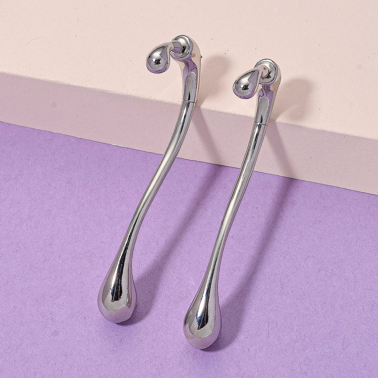 Earring with Fancy Push Back in Silver Colour Tone 8212617 2