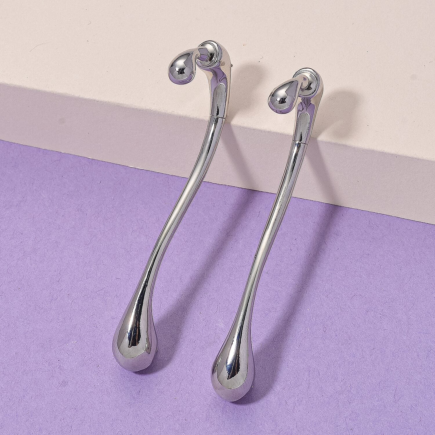Earring with Fancy Push Back in Silver Colour Tone 8212617 2