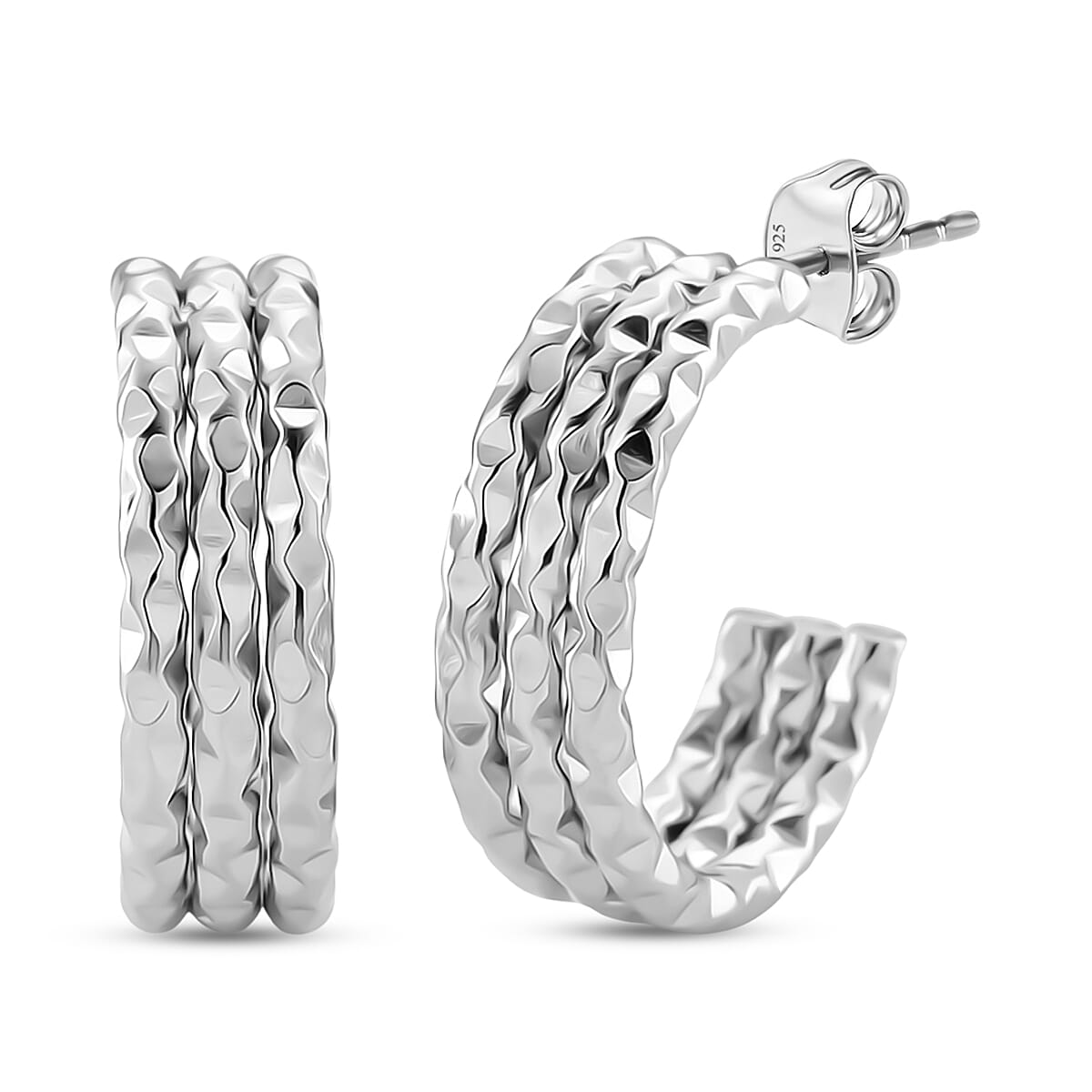 Earring with Push Back in Silver Colour Tone 8205331 0