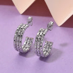 Earring with Push Back in Silver Colour Tone