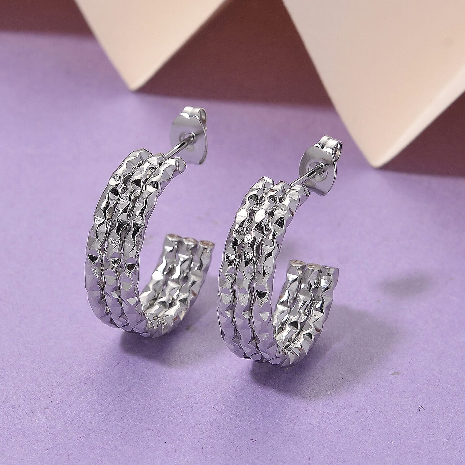 Earring with Push Back in Silver Colour Tone 8205331 1
