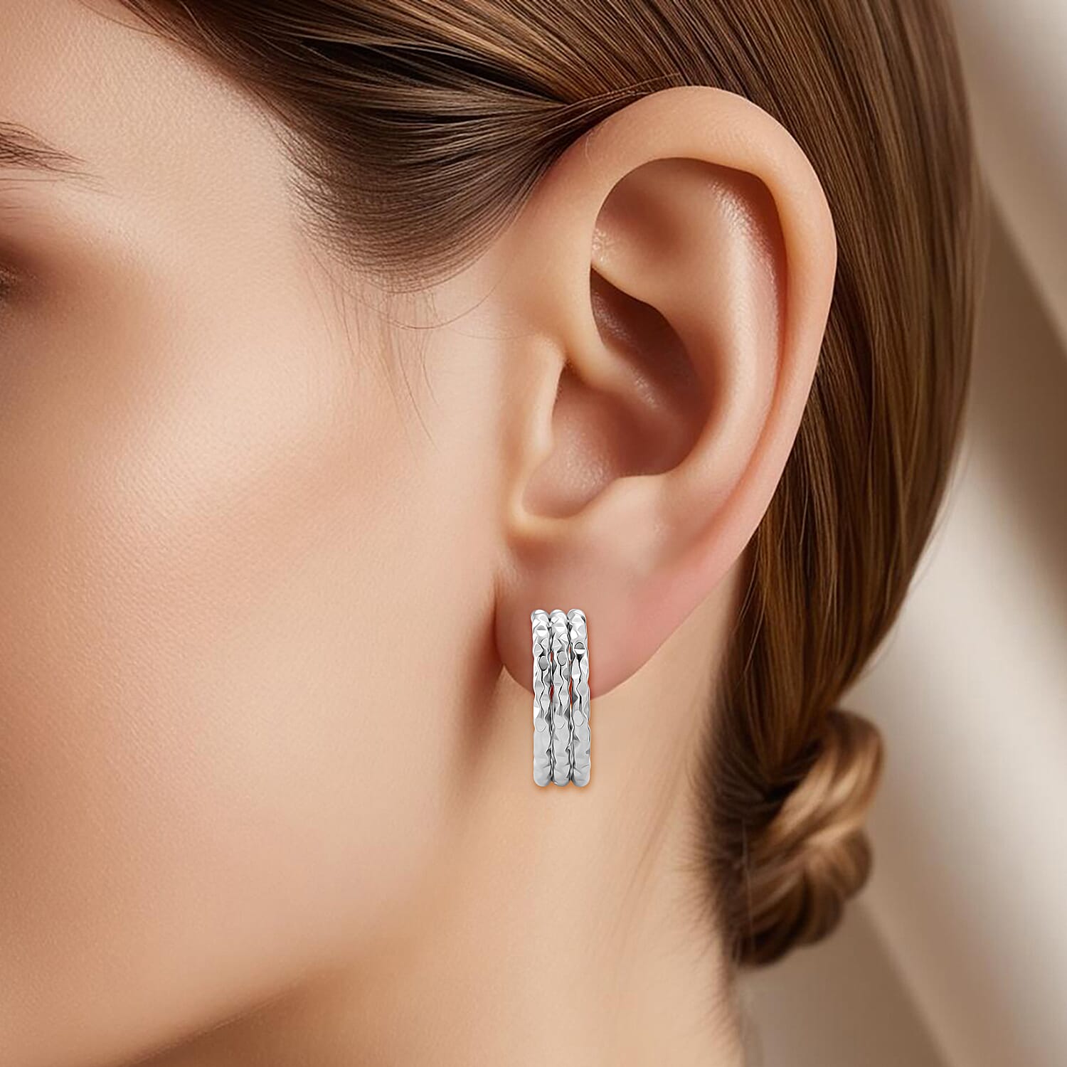 Earring with Push Back in Silver Colour Tone 8205331 2