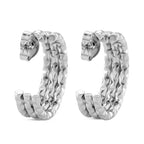Earring with Push Back in Silver Colour Tone