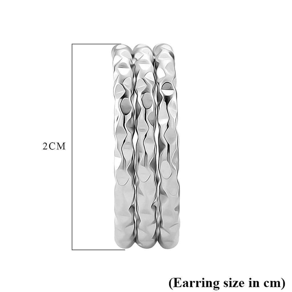 Earring with Push Back in Silver Colour Tone