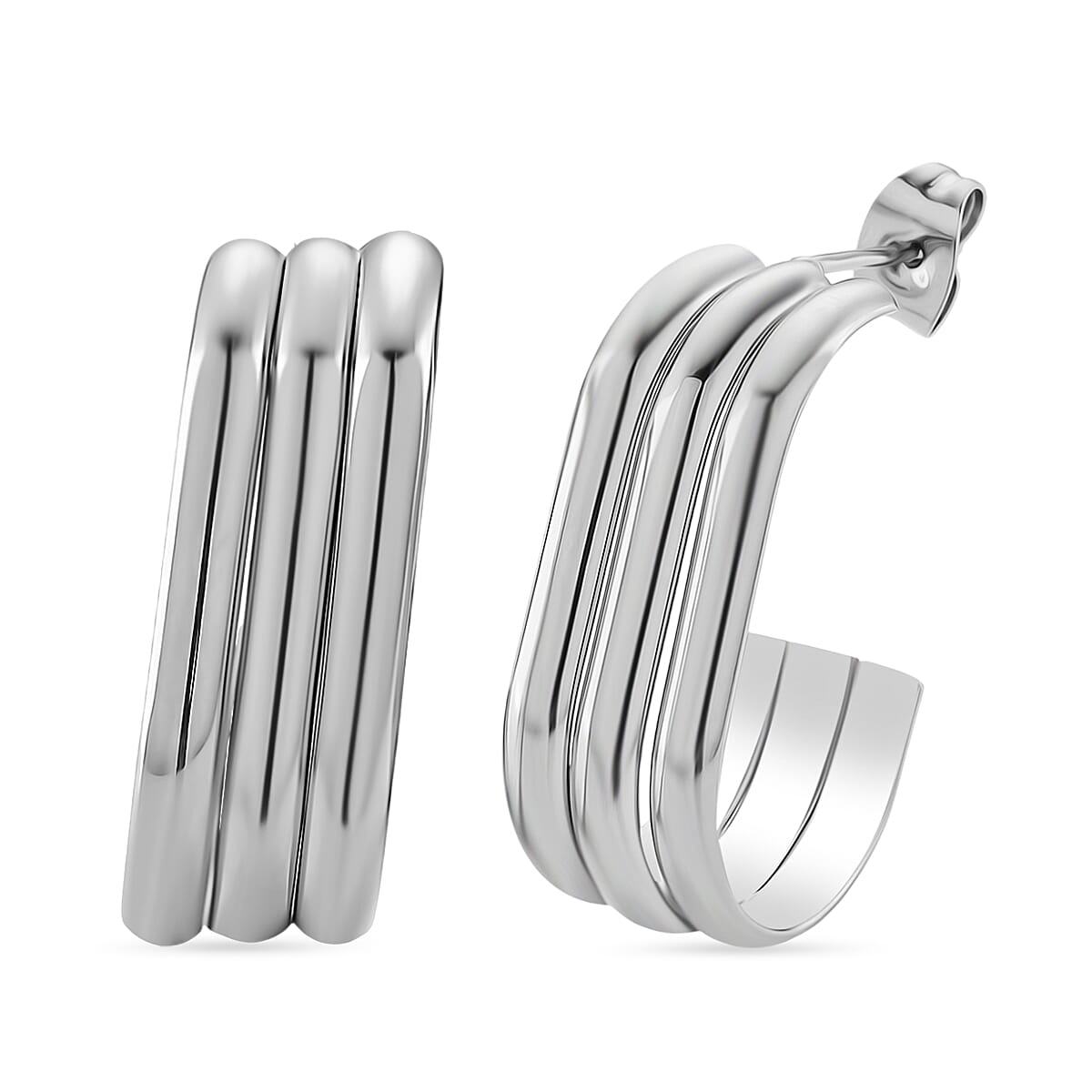 One Time Deal - Earrings with Push Back in Silver Tone 8205394 0