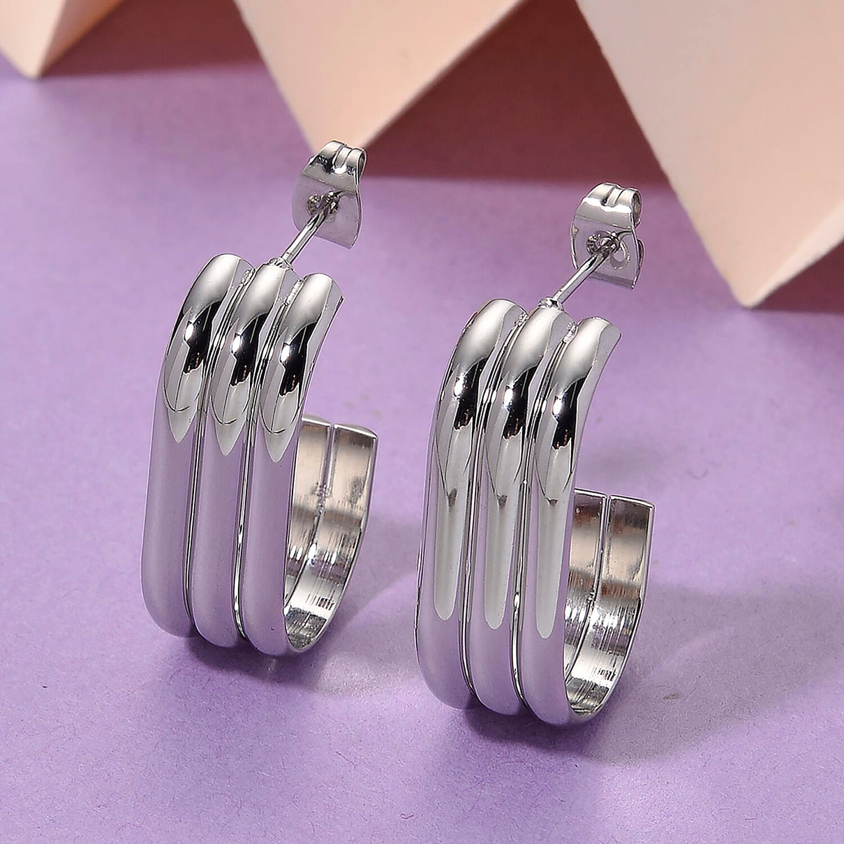 One Time Deal - Earrings with Push Back in Silver Tone 8205394 2