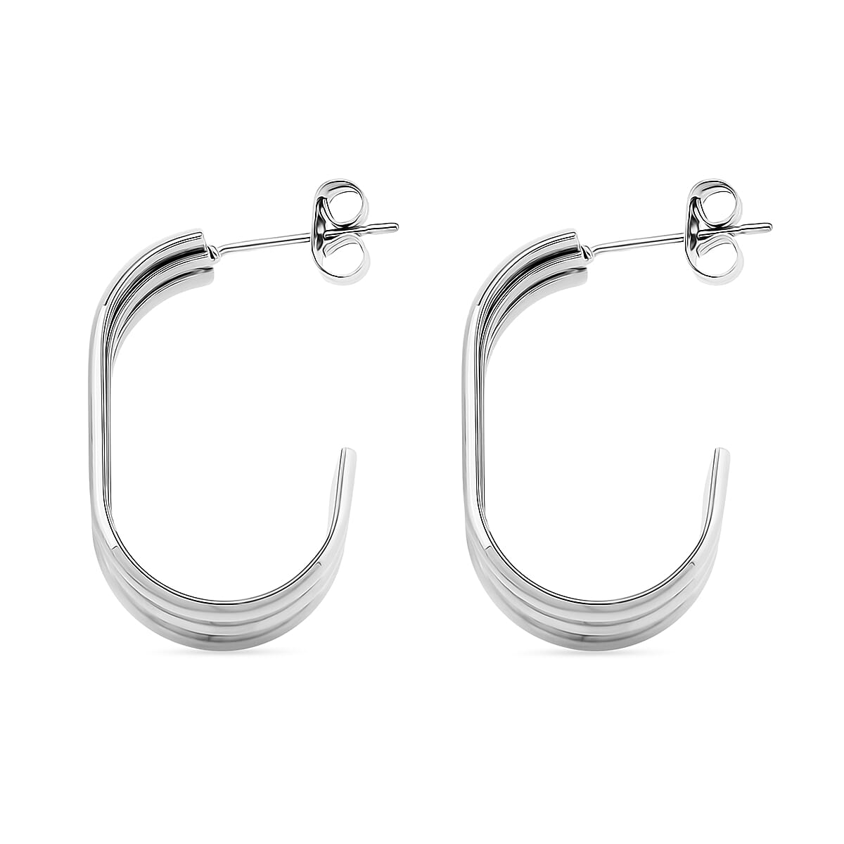 One Time Deal - Earrings with Push Back in Silver Tone 8205394 4