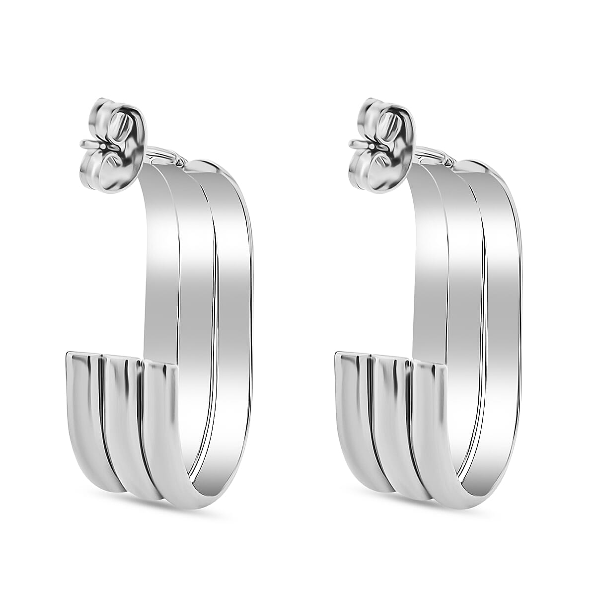 One Time Deal - Earrings with Push Back in Silver Tone 8205394 5
