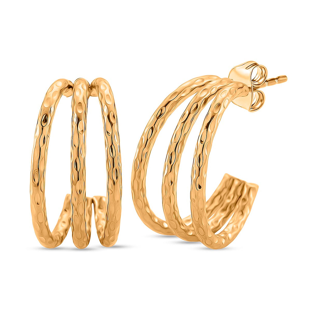 Designer Inspired Gold Tone Half Hoop Earrings with Push Backs