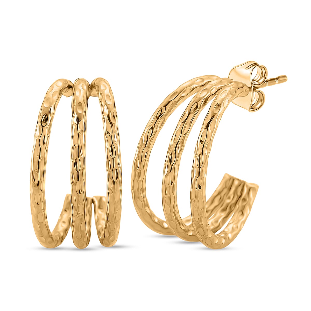Designer Inspired Half Hoop Earrings with Push Back in Yellow Tone 8205344 0